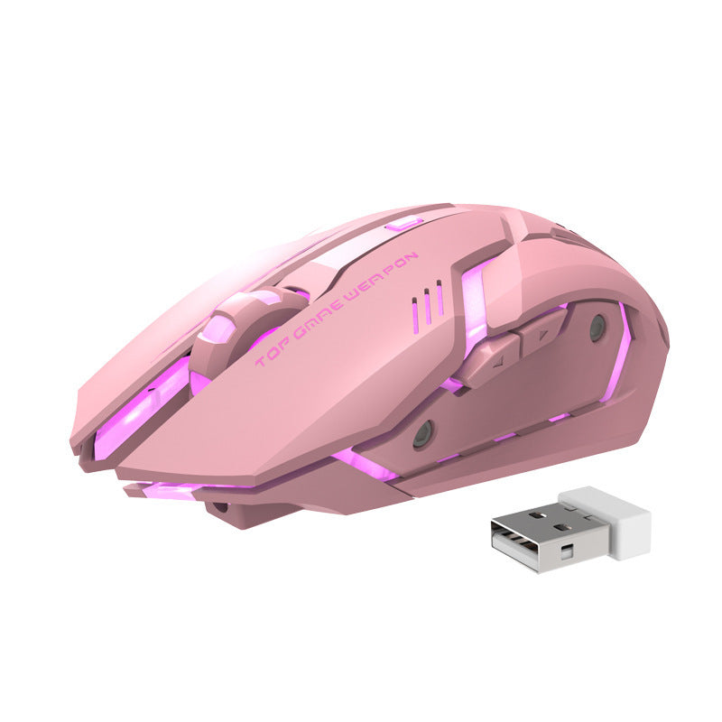 Wireless Charging Silent Gaming Mouse Machinery Pink