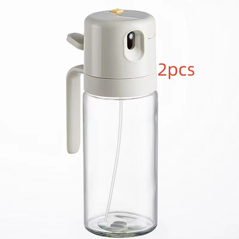 2 In 1 Oil Sprayer Bottle BBQ Cooking Oil Dispenser Olive Oil Pourers Sprayer Kitchen Baking Oil Mister Vinegar Bottle 550ml Warm Gray 2PCS