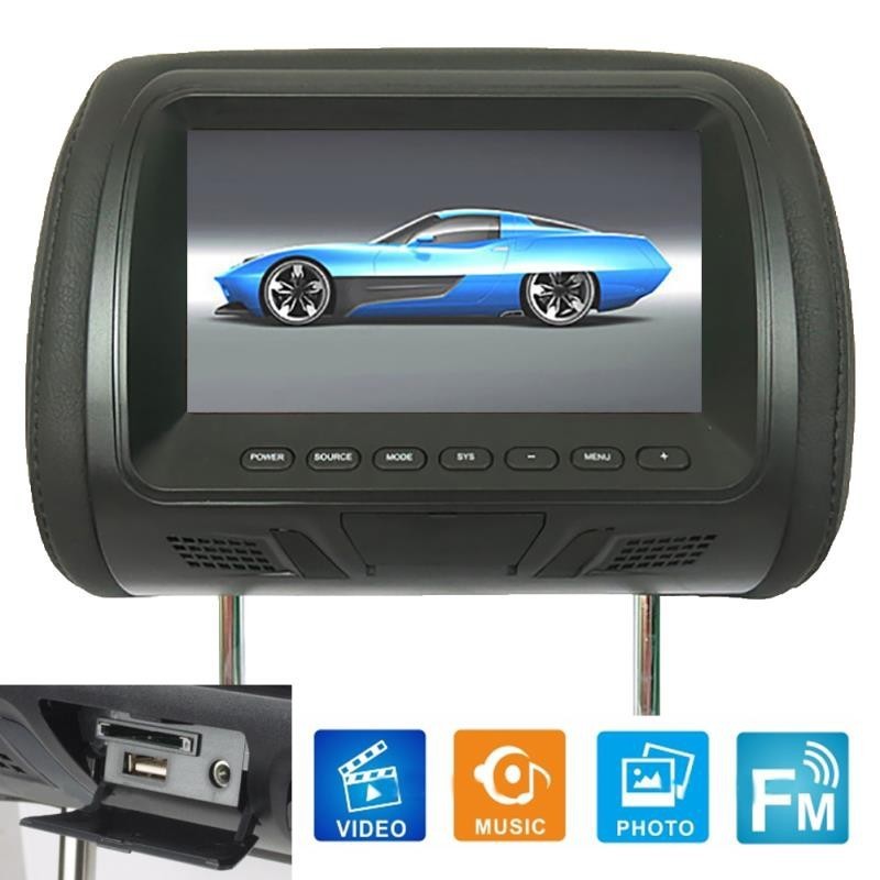 Universal 7 Inch Car Headrest MP5 Monitor, USB SD FM Player