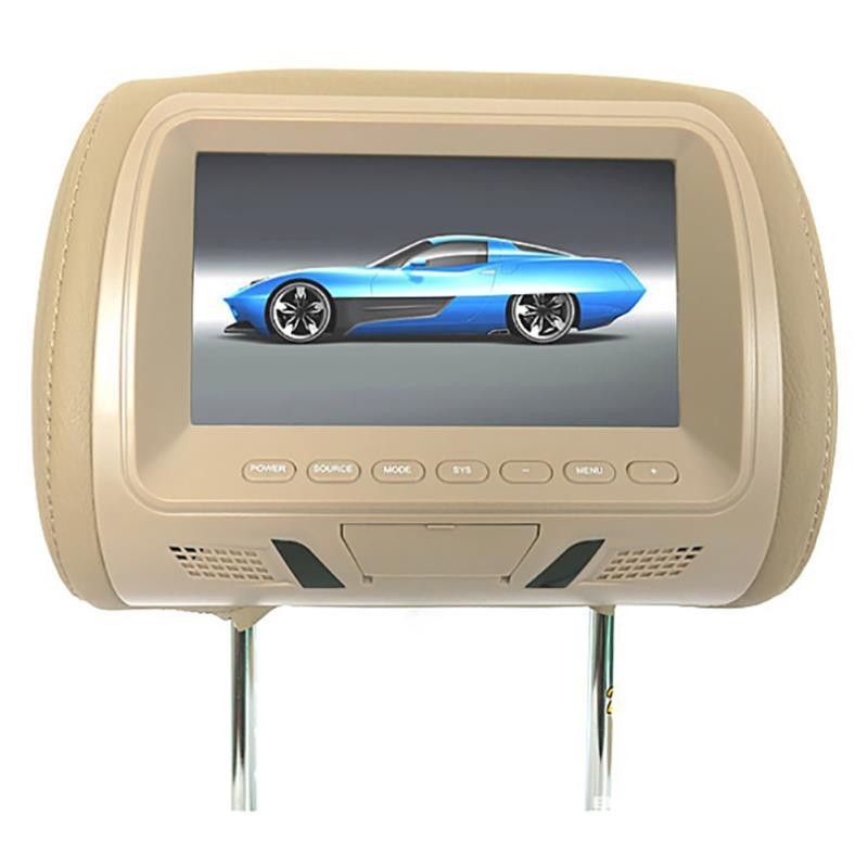 Universal 7 Inch Car Headrest MP5 Monitor, USB SD FM Player Beige SH7048