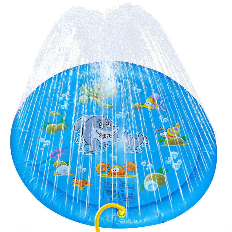 Non-Slip Splash Pad For Kids And Pet Dog Pool Summer Outdoor Water Toys Fun Backyard Fountain Play Mat Blue 96cm