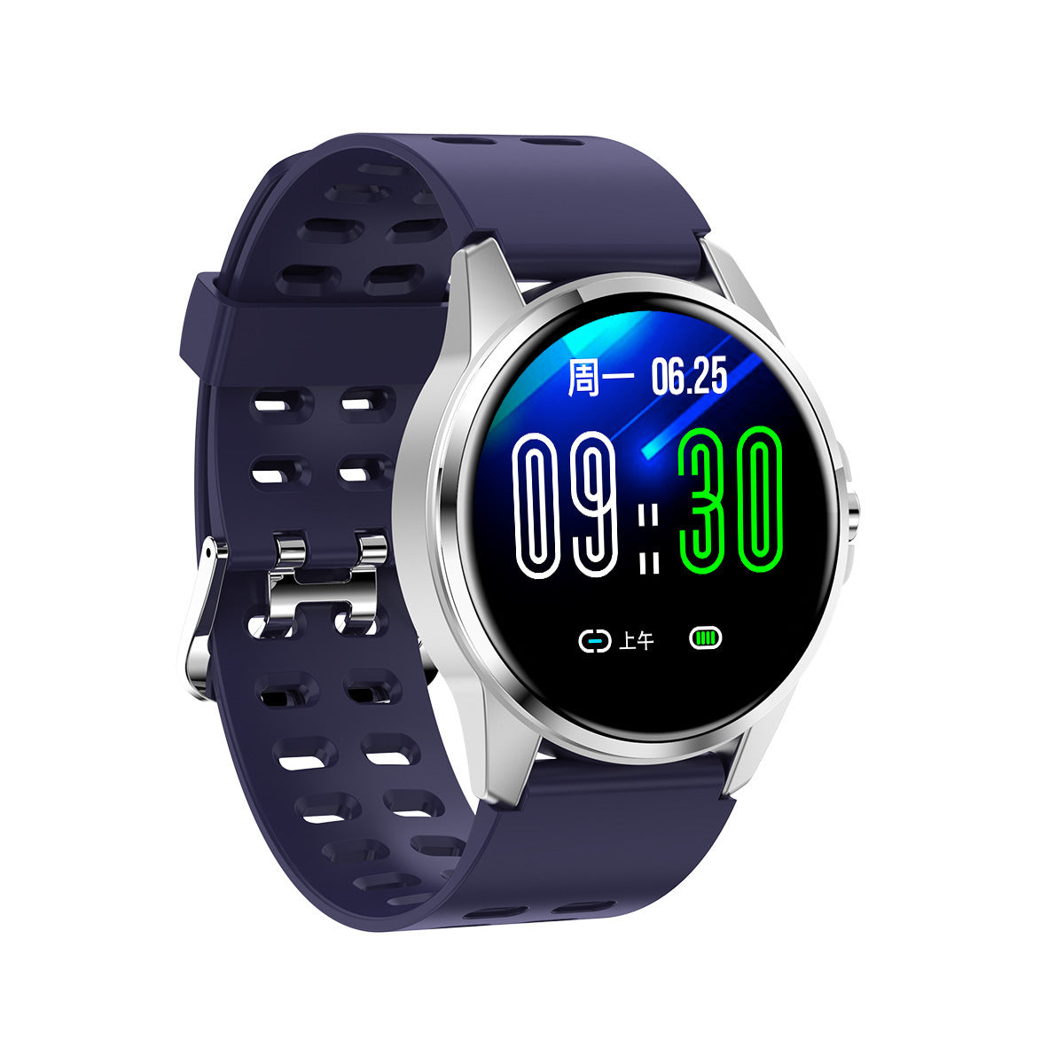 R23 SmartWatches Full Touch Waterproof Sports for phon Sliver blue silicone