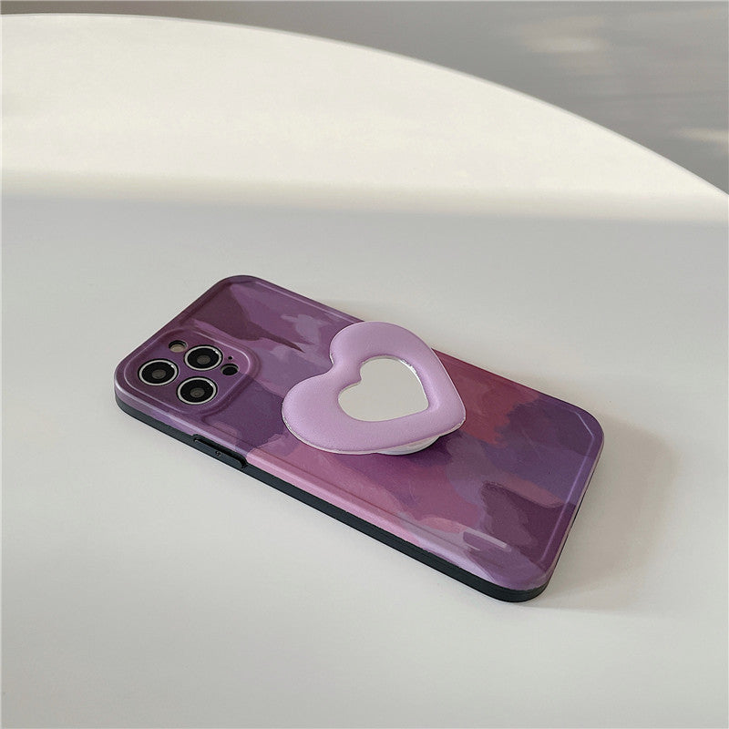 Purple Oil Painting Love Bracket Soft Shell Phone Case