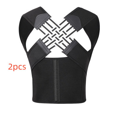 Unisex Anti-Humpback Chest Lift Brace Posture Corrector Black 2PCS