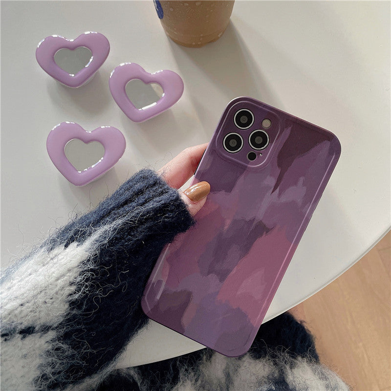 Purple Oil Painting Love Bracket Soft Shell Phone Case