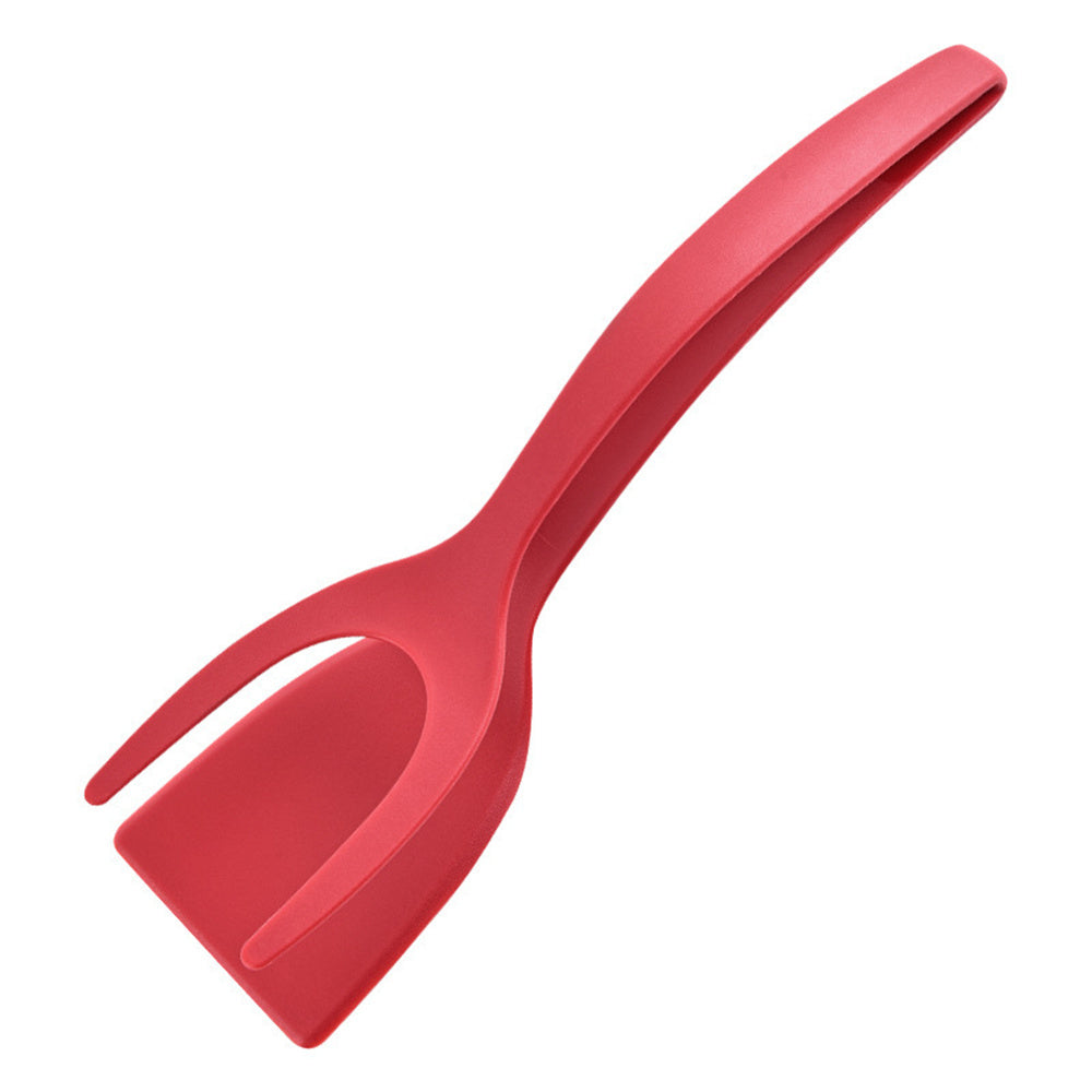 2 In 1 Grip And Flip Tongs Egg Spatula Tongs Clamp Pancake Fried Egg French Toast Omelet Overturned Kitchen Accessories Red