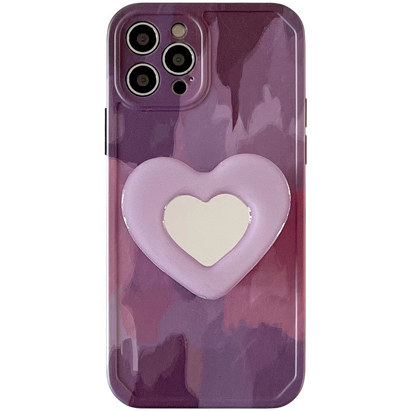 Purple Oil Painting Love Bracket Soft Shell Phone Case Purple