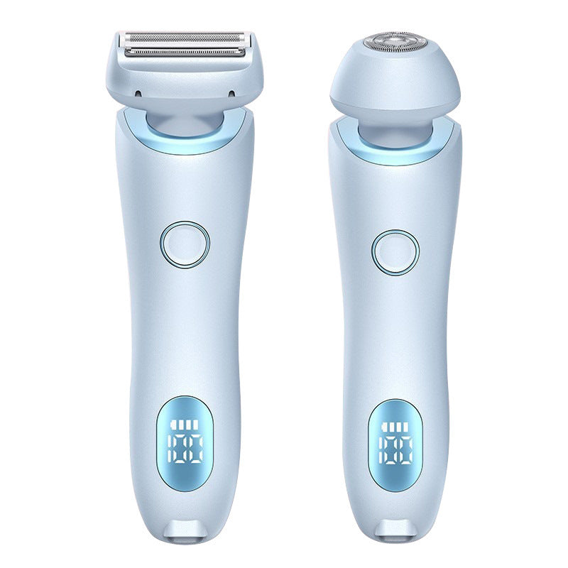 2 In 1 Hair Removal Epilator USB Rechargeable Trimmer Women Body Razor Face Leg Armpit Bikini Hand Pubic Shaver Hair Remover Blue USB