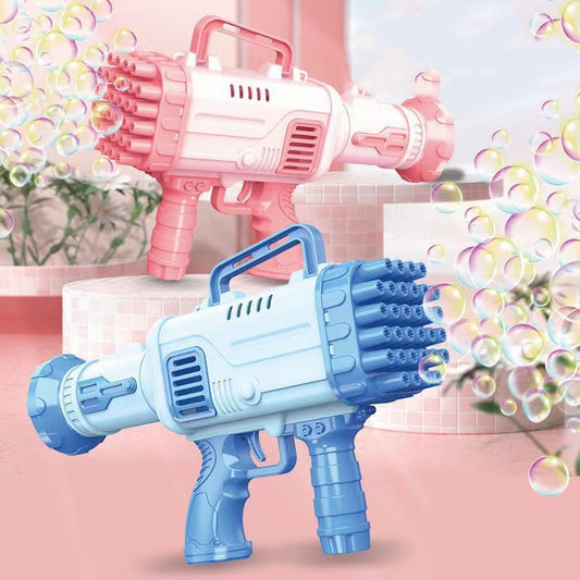 Bubble Gun Rocket 69 Holes Soap Bubbles Machine Gun Shape Automatic Blower With Light Toys For Kids Pomperos