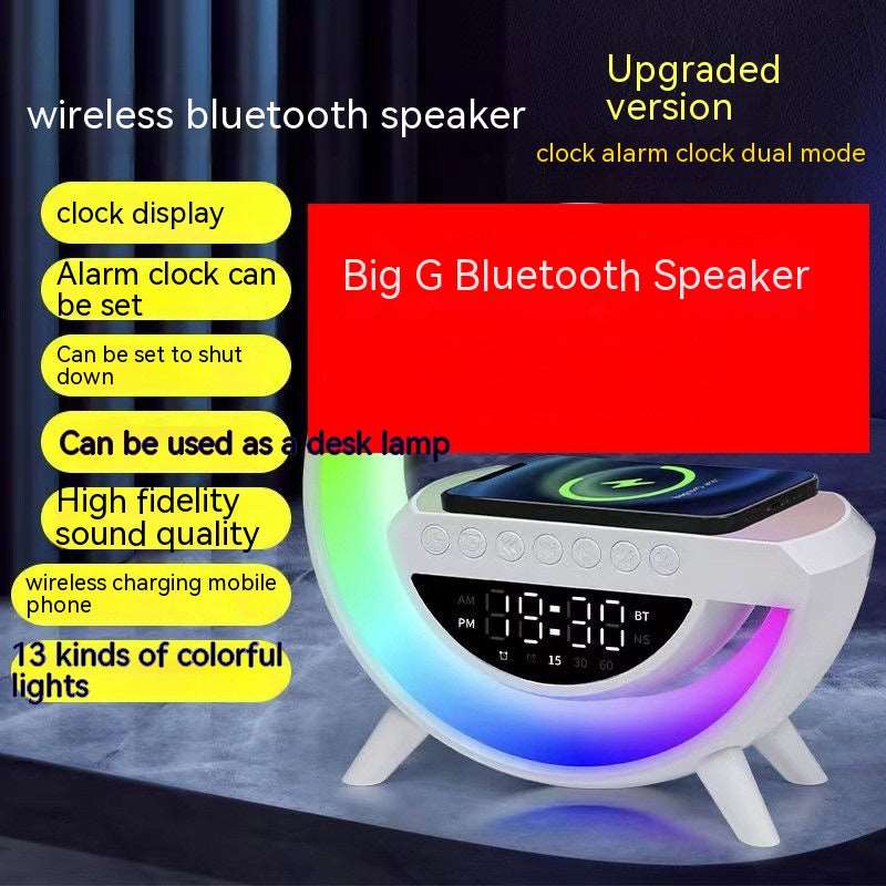 Bluetooth Speaker Colorful Atmosphere Light Wireless Charging Clock