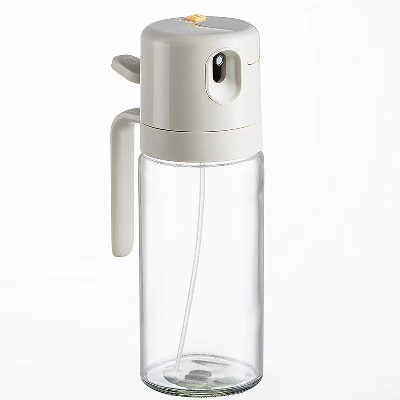 2 In 1 Oil Sprayer Bottle BBQ Cooking Oil Dispenser Olive Oil Pourers Sprayer Kitchen Baking Oil Mister Vinegar Bottle 550ml Warm Gray 1PC